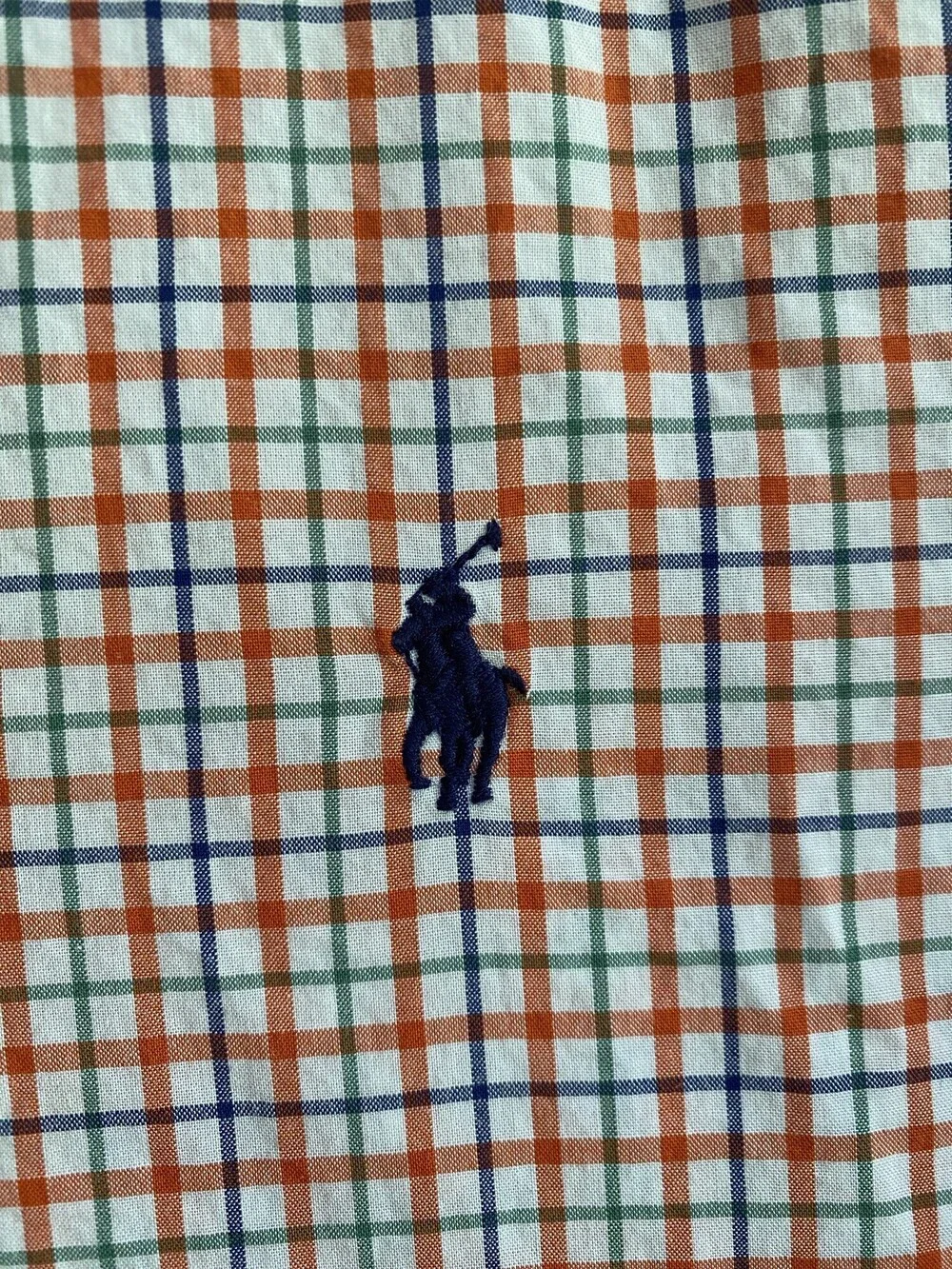 Ralph Lauren Boys Orange Multicolor Check Button Down L 14-16